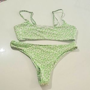 Shein Green Leopard 2 Piece Bikini Sz. M